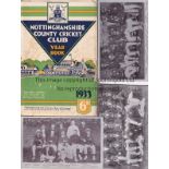 CRICKET Nottinghamshire CCC 1933 Yearbook and 3 black & white team group postcards for Australia