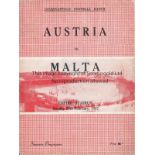 MALTA - AUSTRIA 1957 Scarce programme for the first ever full International played by Malta, 21/2/57