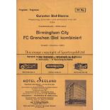 GRENCHEN/ BIEL - BIRMINGHAM 1959 Official programme, Grenchen / Biel Combined v Birmingham City,