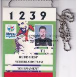 EURO 96 - HOLLAND Player pass for the Euro 96 Tournament, Ruud Hesp Netherlands, allowing access