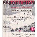 BOHEMIAN AFC Three Bohemian home programmes, 49-50, Diamond Jubilee Season, v Shamrock Rovers,