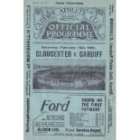 CARDIFF V GLOUCESTER 1926 / RUGBY UNION Programme for the match at Cardiff 13/2/1926, team
