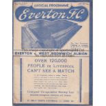 EVERTON - WEST BROM 1937/8 Everton home programme v West Brom, 2/4/1938, score, scorers noted,