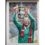 BRIAN CLOUGH / NOTTINGHAM FOREST An original 14" X 10" watercolour artwork of Clough in a green