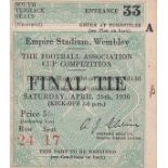 1930 CUP FINAL Match ticket, 1930 Cup Final , South Terrace Seats. Generally good