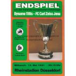 EUROPEAN CW CUP FINAL 81 Programme European Cup-Winners Cup Final 1981, Dynamo Tiflis v FC Carl