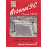 ARSENAL V ASTON VILLA 1950 Programme for the league match at Arsenal 29/3/1950 being the lowest