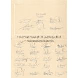 SOUTH AFRICA RUGBY AUTOGRAPHS A card signed by 27 players and coach v. Wales 26/6/1999 in Cardiff.