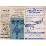 BRADFORD PA Eight Bradford Park Avenue away programmes 5 x 48/9, at QPR, Brentford, Barnsley,