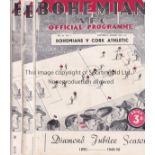 BOHEMIAN AFC Four Bohemian home programmes, 49-50, Diamond Jubilee Season, v Cork Ath, Drumcondra,