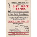 SPEEDWAY / CALIFORNIA NR. WOKINGHAM Programme for Best Pairs 27/8/1950, vertical fold and results