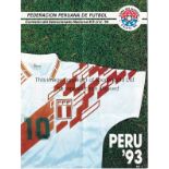 WORLD CUP 1994 USA Official Peru F.A. brochure Peru '93 No. 1 issued for the 1994 Tournament.