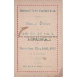 HERTFORD TOWN Menu for Annual dinner for Hertford Town May 10th 1924. Small stain. Generally good