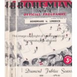 BOHEMIAN AFC Three Bohemian home programmes, 49-50, Diamond Jubilee Season, v Limerick, Transport