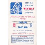 ENGLAND - SCOTLAND 1941 England home programme v Scotland, 4/10/41 at Wembley, slight fold. Good