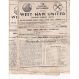 WEST HAM UNITED Thirteen sub-standard home programmes from 1950's, v. Everton 52/3, Birmingham,