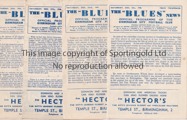 BIRMINGHAM 45-6 Four Birmingham home programmes, 45/6, v Southampton, Derby, Coventry and Aston