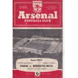 ARSENAL / MAN UNITED Programme Arsenal v Manchester United 1st February 1958. Last match before