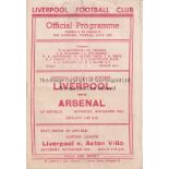 LIVERPOOL - ARSENAL 46 Liverpool home programme v Arsenal, 23/11/46, Liverpool title season.