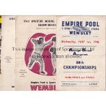 BOXING Ten programmes for ABA Finals and Semi-Finals: Wembley 1/5/1946 horizontal folds, 20/4/