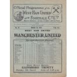 WEST HAM - MAN UTD 1936 West Ham home programme v Manchester United, 7/3/1936, score noted. Fair-