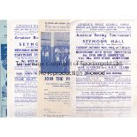 BOXING Nine programmes and 3 advertising flyers for Seymour Hall in London. Programmes: 12/2/1947,