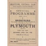 BRENTFORD Three home programmes for 1945/6 season v. Plymouth, Luton and Portsmouth. All are