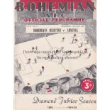 BOHEMIANS - ARSENAL 1950 Programme Bohemians Selected XI v Arsenal, 17/5/50, Diamond Jubilee