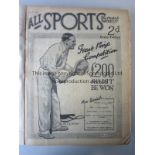 ALLSPORTS A bound volume of Allsports Illustrated Weekly covering all the major sporting events of