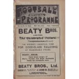 CHARITY SHIELD 1922 Liverpool programme issued by the publisher of the joint Everton / Liverpool