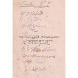 PRESTON NORTH END 1924/5 Album sheet with 9 autographs including Roberts, Yates, McCall, Marquis,