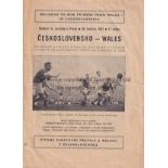 WALES FOOTBALL Programme for the away World Cup qualification match v. Czechoslovakia on 26/5/