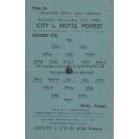 LEICESTER / NOTTINGHAM FOREST Single sheet programme Leicester City v Nottingham Forest 21st