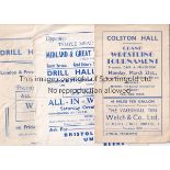 WRESTLING Three programmes for wrestling evenings in Bristol, 2 at Drill Hall, 17/10/1936,