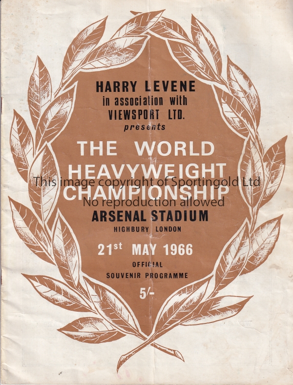 ALI / COOPER / ARSENAL Official programme for Henry Cooper v Muhammad Ali at Highbury May 21st 1966.