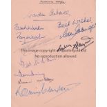 ENGLAND AUTOGRAPHS 1955/6 An album sheet with 9 autographs including Astall, Wood, Lofthouse,