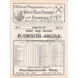 WEST HAM - PLYMOUTH 1932 West Ham home programme v Plymouth, 24/12/1932, white copy, Good