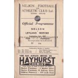 NELSON 47-8 Nelson FC home programme v Leyland Motors, 2/9/47, Lancs Combination, fold, rust