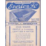 EVERTON - BIRMINGHAM 1937/8 Everton home programme v Birmingham, 11/12/1937, ex bound volume. Good