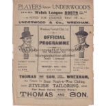 WREXHAM 1914 Very scarce early Wrexham home programme for the English Cup replay v South