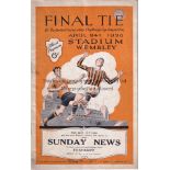 1926 CUP FINAL Official programme, 1926 Cup Final, Bolton v Manchester City, fold, slight