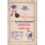 SCOTLAND - ENGLAND 1939 Scotland home programme v England, 15/4/1939 at Hampden, score noted, staple