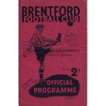 BRENTFORD - LEICESTER 1939 Brentford home programme v Leicester, 1/4/1939, minor fold, slight