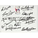 WORLD CUP 1966 Plain card with a World Cup Winners stamp signed by the 11 players in the England