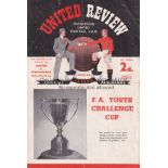 FA YOUTH CUP 4 Page programme Manchester United v Chesterfield FA Youth Cup Final 1st Leg 30th April