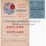 ENGLAND - SCOTLAND 1944 Programme and ticket England v Scotland 14/10/44 at Wembley, programme has