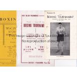 BOXING Three programmes in the 1940's. Walford Road Sportsdrome, Coventry 24/10/1949 Willie Whyte