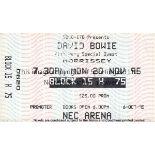 DAVID BOWIE Unused ticket for David Bowie concert with special guest Morrissey at the NEC Arena,