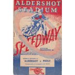 SPEEDWAY / ALDERSHOT Programme for the home match v. Poole 8/9/1951, wear on spine, slight ageing