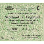 SCOTLAND - ENGLAND 1937 Match ticket, Scotland v England, 17/4/1937, North Enclosure. Generally